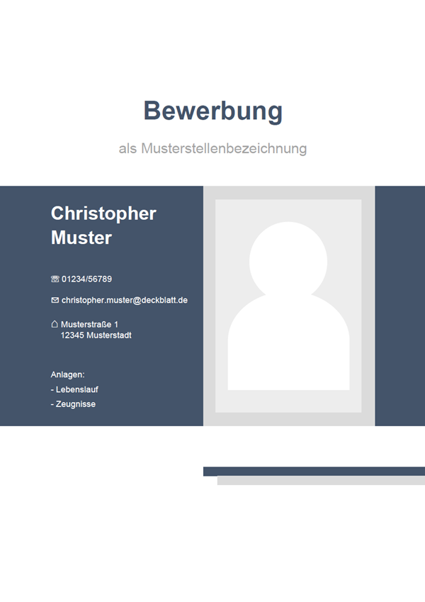Vorlage / Muster: Bewerbungsdeckblatt 4
