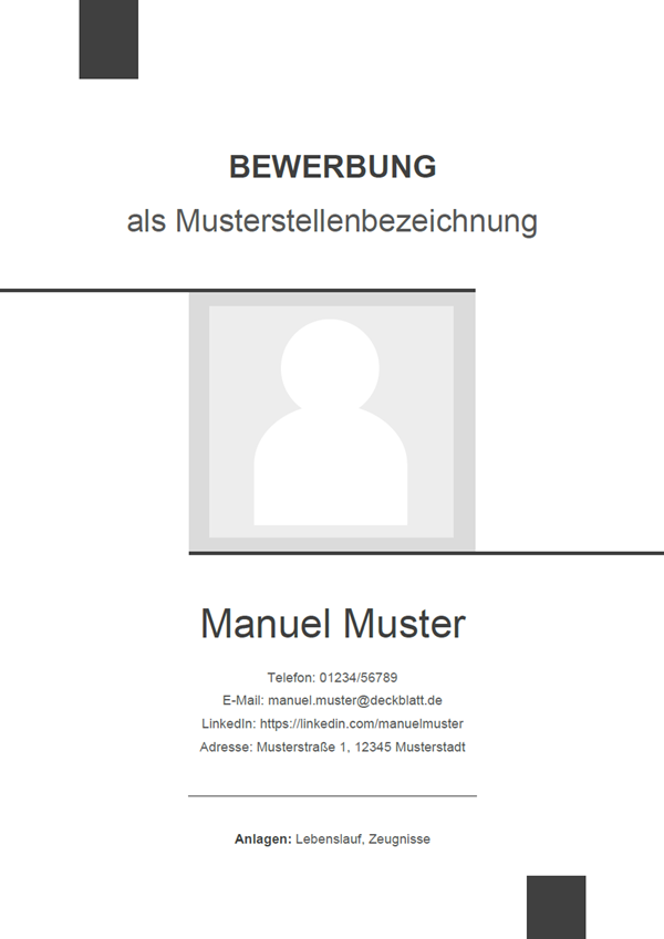 Vorlage / Muster: Deckblatt Bewerbung 10