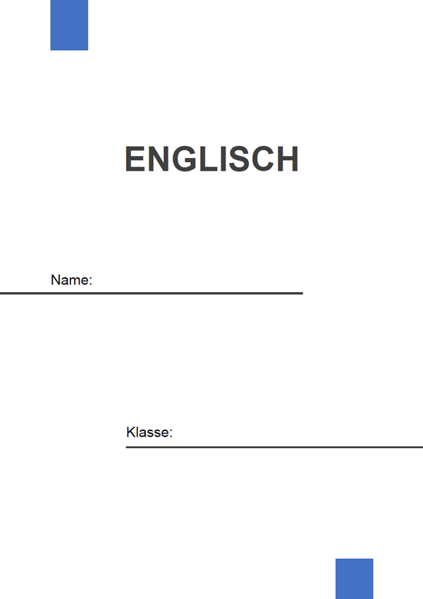 Vorlage / Muster: Englisch Deckblatt 1