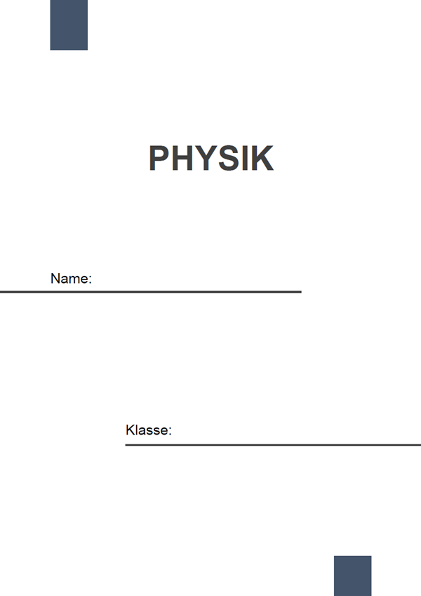 Vorlage / Muster: Physik Deckblatt 1