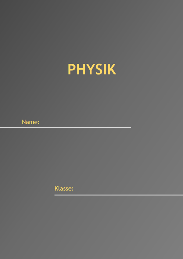 Vorlage / Muster: Physik Deckblatt 2